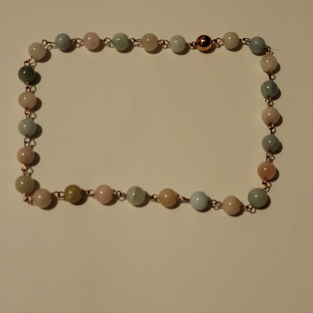 Maria Nicola Morganite Link Necklace in Rose Gold